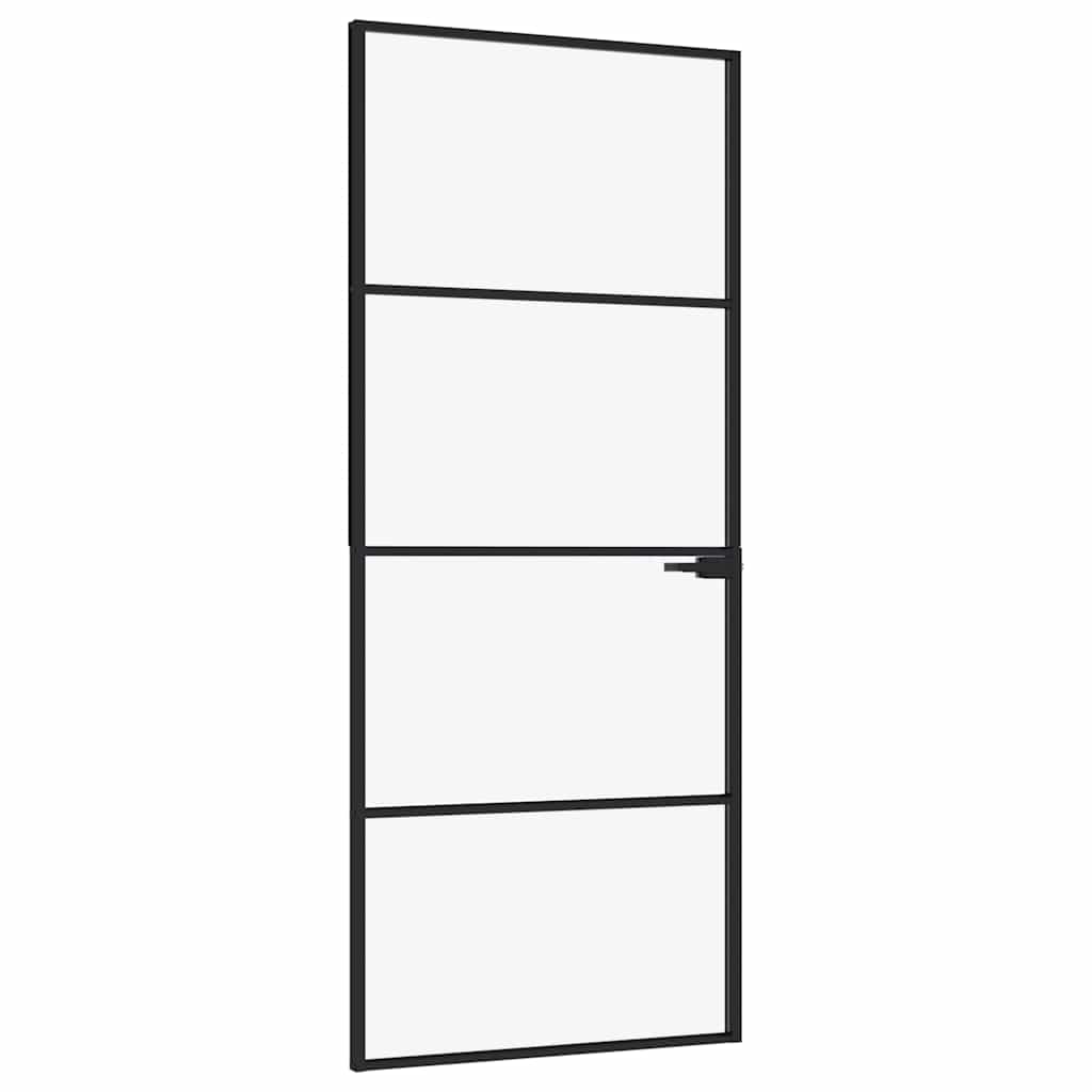 Vidaxx Innentür 83x201,5 cm Hartglas und Aluminium schmal schwarz