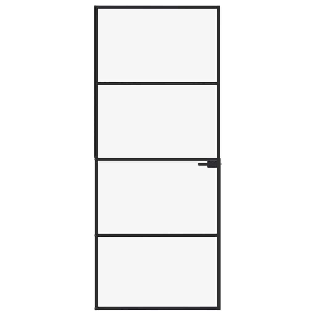 Vidaxx Innentür 83x201,5 cm Hartglas und Aluminium schmal schwarz