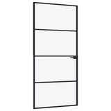 Vidaxx Innentür 93x201,5 cm Hartglas und Aluminium schmal schwarz