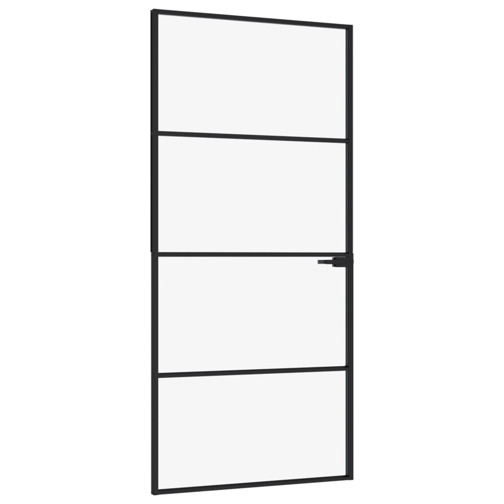 VidaXL inner door 93x201.5 cm hardened glass and aluminum narrow black