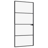 Vidaxl Innenür 93x201,5 cm gehärtetes Glas und Aluminiumschmal schwarz