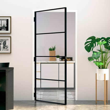 Vidaxx Innentür 93x201,5 cm Hartglas und Aluminium schmal schwarz