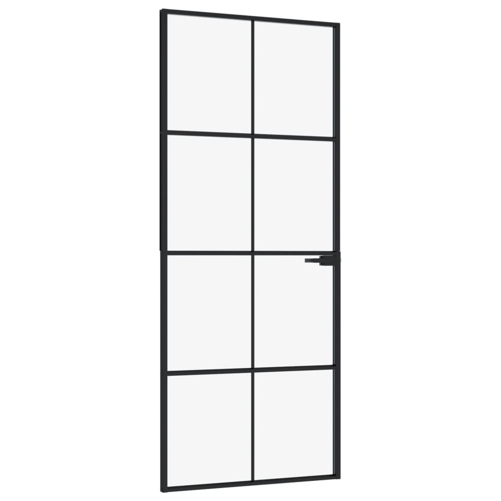 Vidaxl Innerdörr 83x201.5 cm härdat glas och aluminium smalt svart