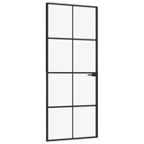 Vidaxl Innerdörr 83x201.5 cm härdat glas och aluminium smalt svart