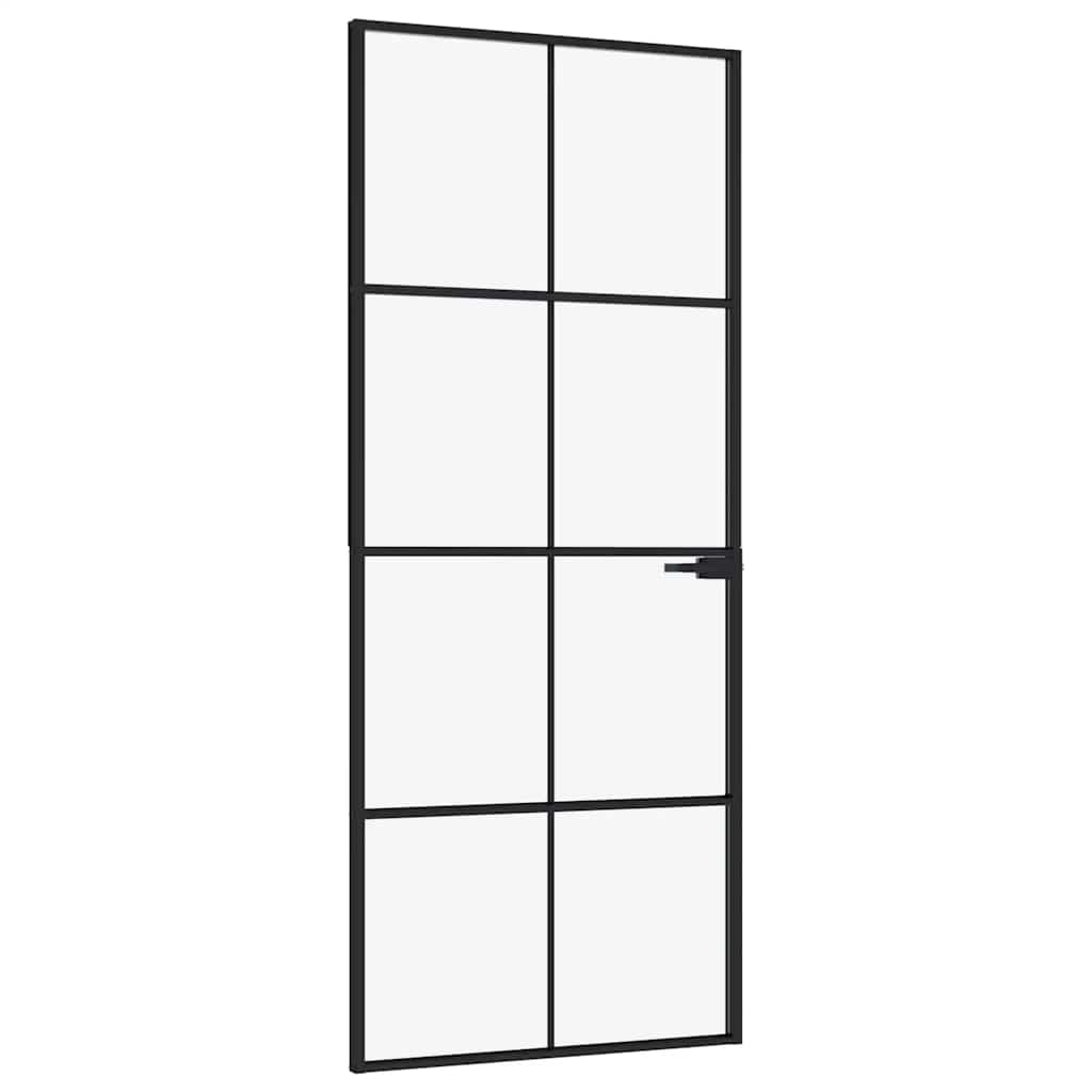 Vidaxx Innentür 83x201,5 cm Hartglas und Aluminium schmal schwarz