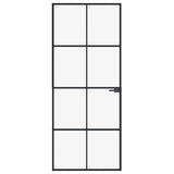 Vidaxl Puerta interna 83x201.5 cm de vidrio endurecido y aluminio negro estrecho