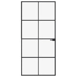 Vidaxl Innenür 93x201,5 cm gehärtetes Glas und Aluminiumschmal schwarz