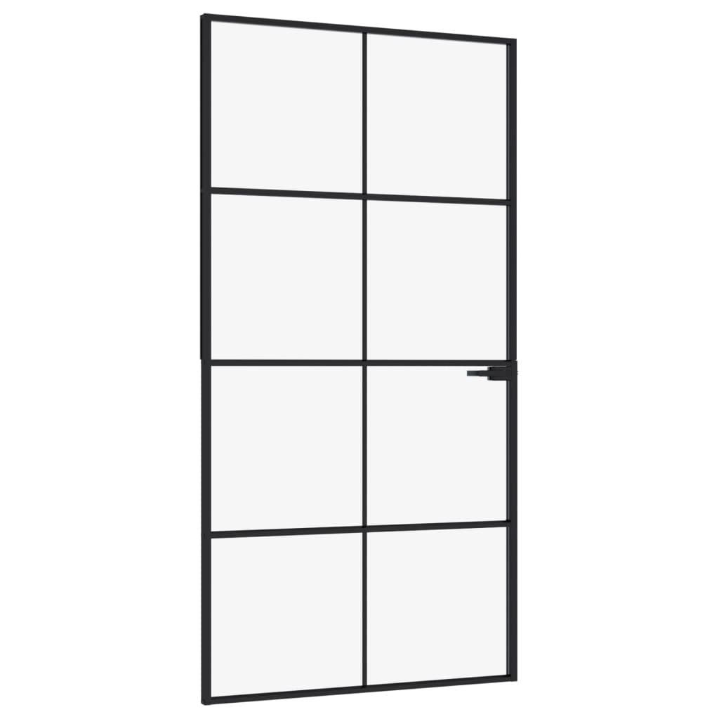 Vidaxl inner door 102x201.5 cm hardened glass and aluminum narrow black