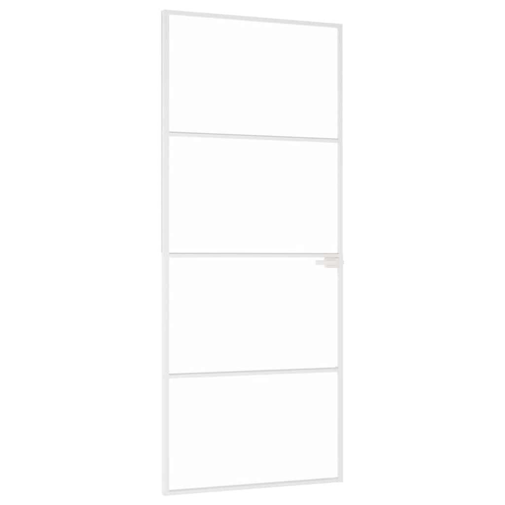 VidaXL Innentür 83x201,5 cm gehärtetes Glas und Aluminium schmal weiß