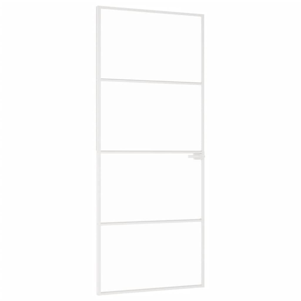 VIDAXL Innenür 83x201,5 cm gehärtetes Glas und Aluminiumschmal weiß