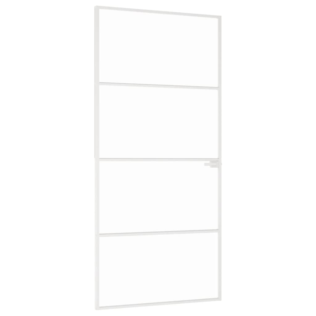 Vidaxl Innenür 93x201,5 cm gehärtetes Glas und Aluminiumschmal weiß