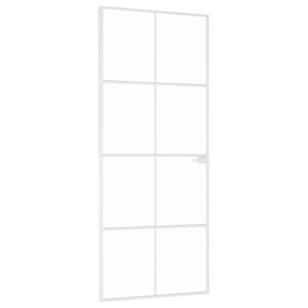 VIDAXL Innenür 83x201,5 cm gehärtetes Glas und Aluminiumschmal weiß