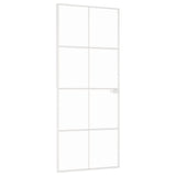 VIDAXL Innenür 83x201,5 cm gehärtetes Glas und Aluminiumschmal weiß