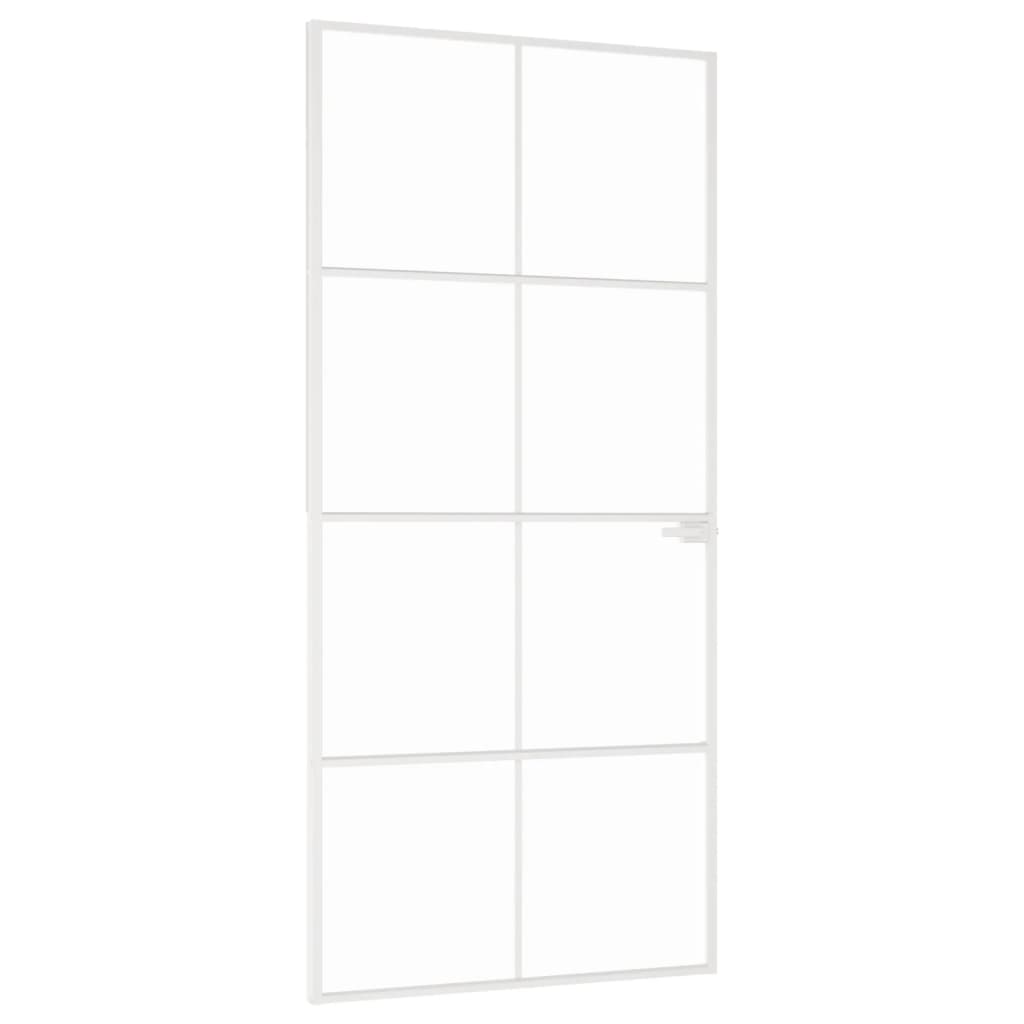 Vidaxl Innenür 93x201,5 cm gehärtetes Glas und Aluminiumschmal weiß