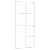 Vidaxl Porte intérieure 93x201,5 cm Verre durcie et aluminium blanc étroit