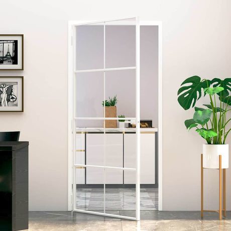Vidaxx Innentür 93x201,5 cm Hartglas und Aluminium schmal weiß