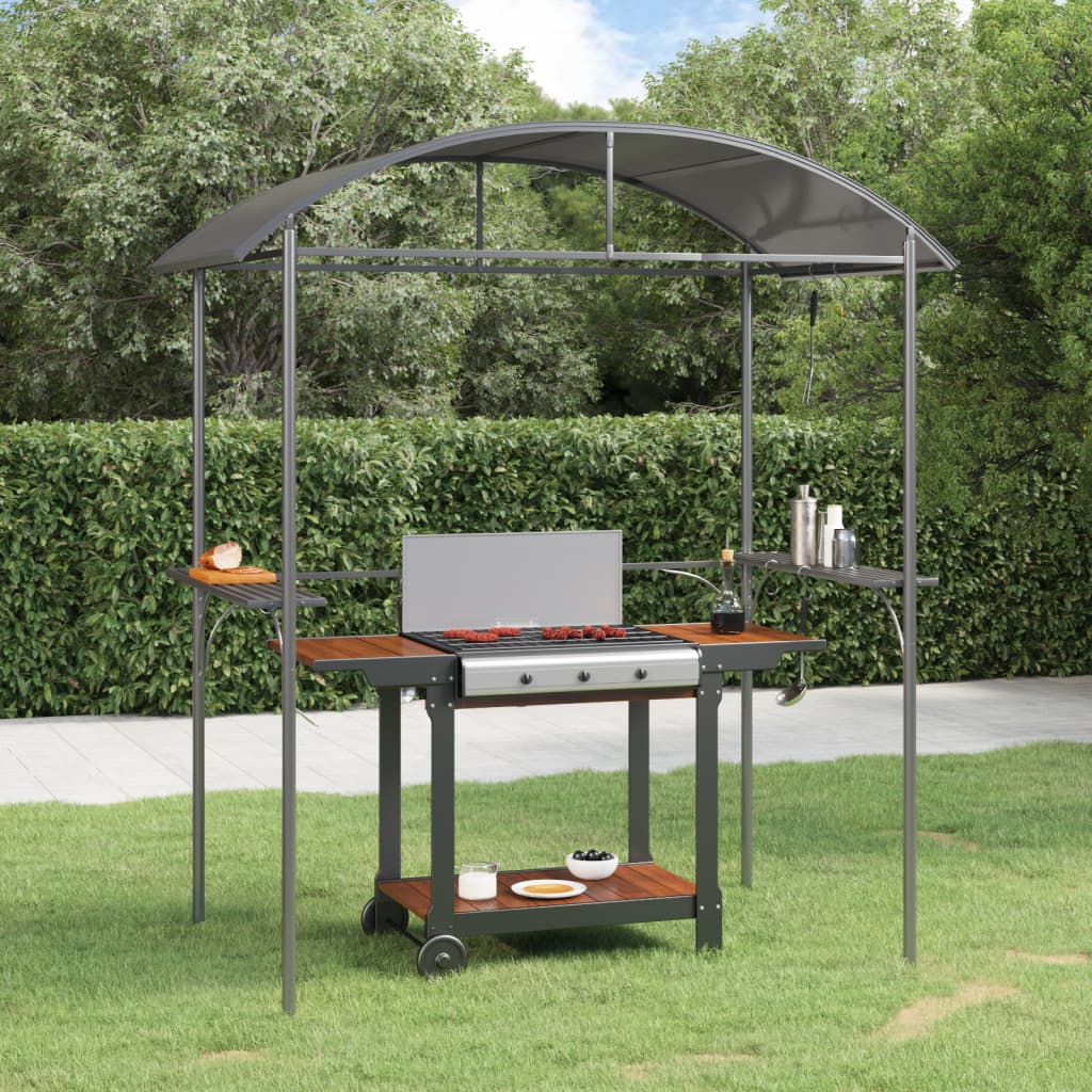 Vidaxx Grillpavillon mit Seitenregalen 220x115x230 cm Stahl Anthrazit