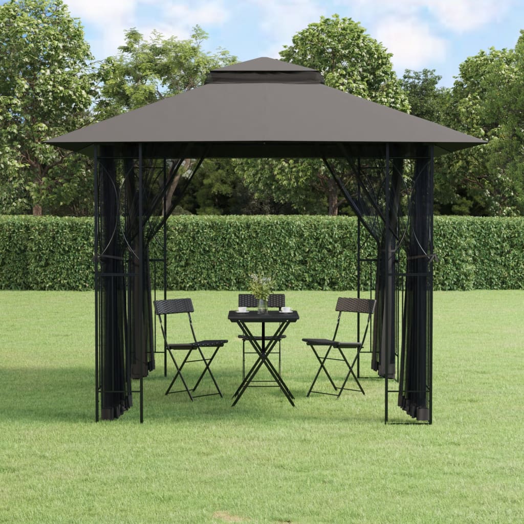 Arbor Vidaxl avec parois latérales 300x300x270 cm anthracite en acier -colore