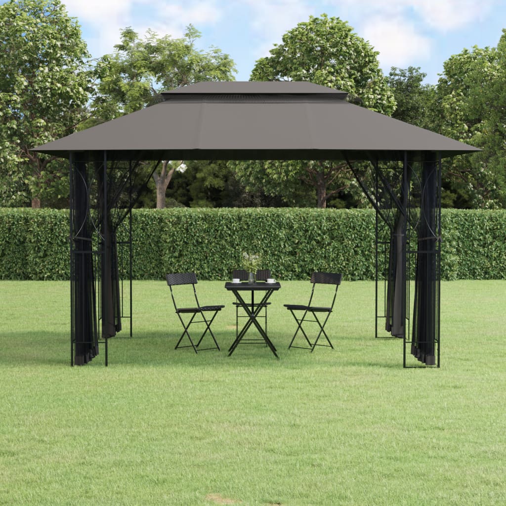 Vidaxx Pavillon mit Seitenwänden 400x300x270 cm Stahl Anthrazit