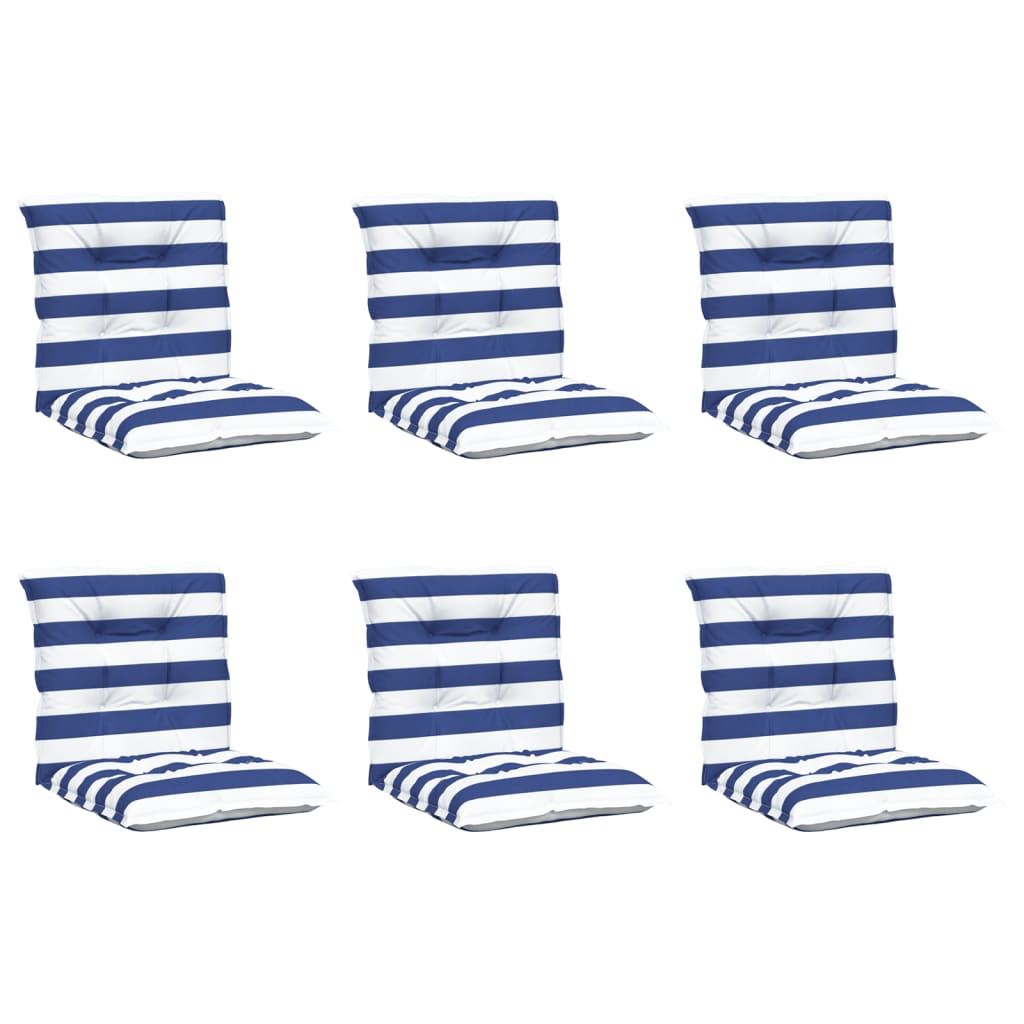 Coussins de chaise vidaxl 6 pcs bas du dossier bas en tissu rayé blanc et bleu