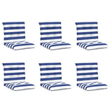 Coussins de chaise vidaxl 6 pcs bas du dossier bas en tissu rayé blanc et bleu