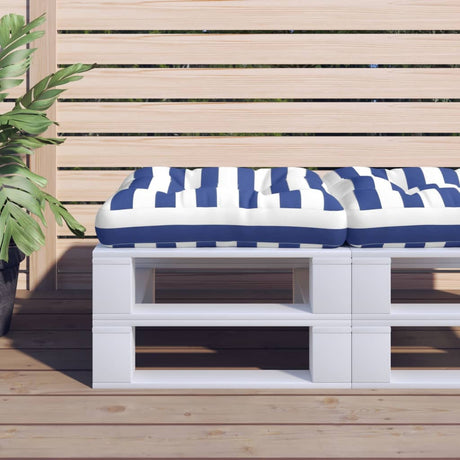 VidaXL Palettenkissen gestreift 60x60x12 cm Stoff blau und weiß