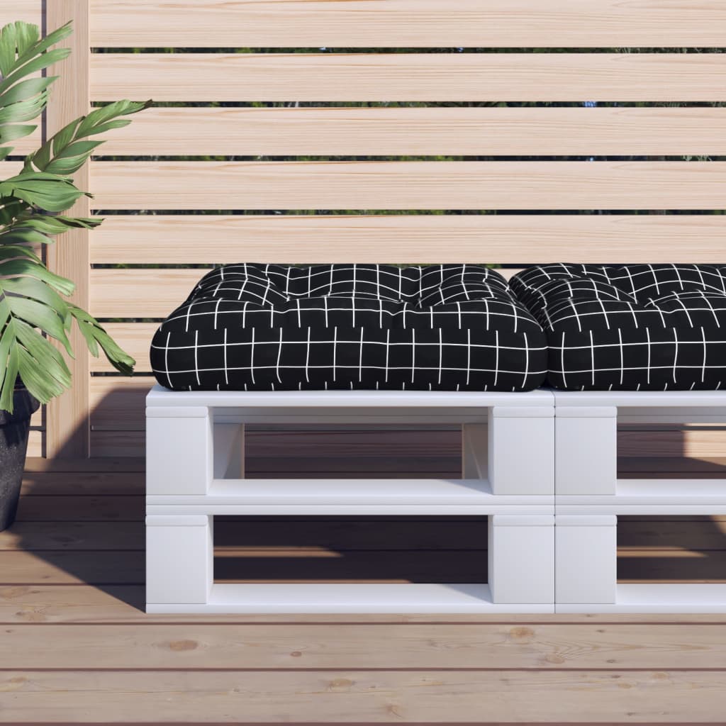VidaXL Palettenkissen Rautenmuster 60x60x12 cm Stoff schwarz