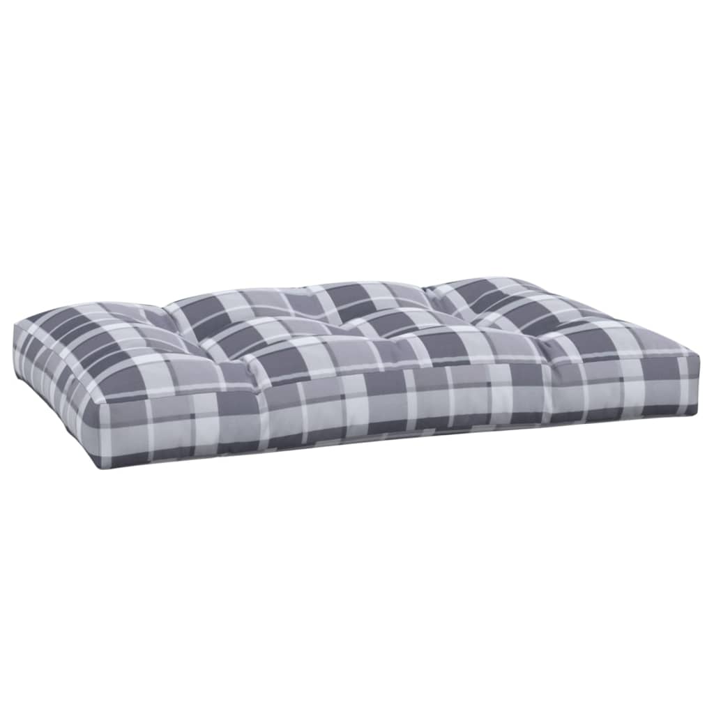 Vidaxl palletkussen 120x80x12 cm stof ruitpatroon grijs