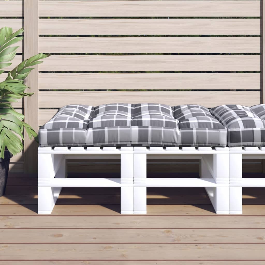 Vidaxl palletkussen 120x80x12 cm stof ruitpatroon grijs