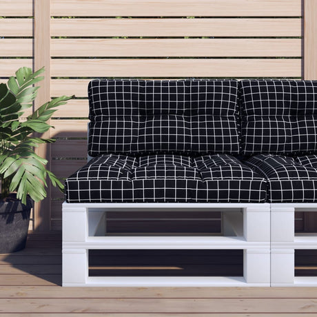 VidaXL Palettenkissen Rautenmuster 80x40x12 cm Stoff schwarz