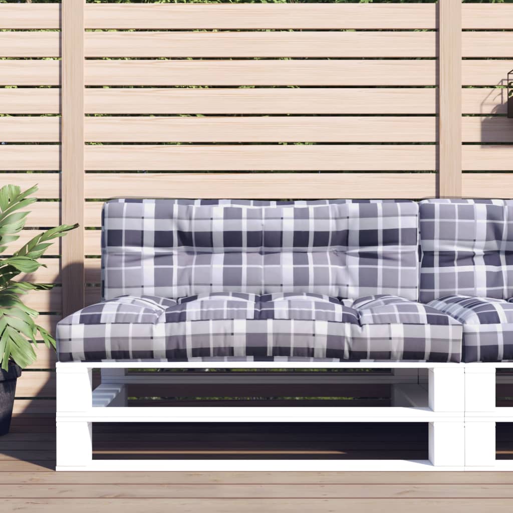 Vidaxl palletkussen 120x40x12 cm stof ruitpatroon grijs
