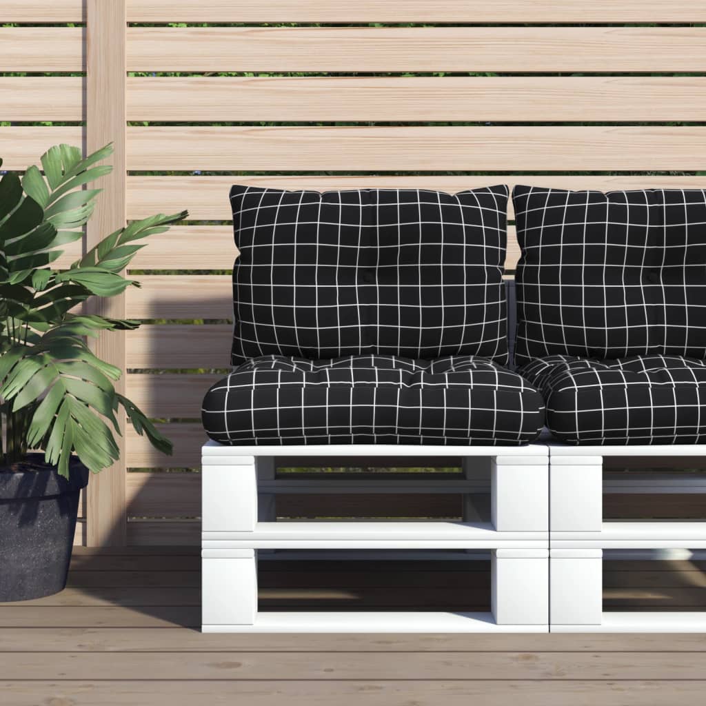 VidaXL Palettenkissen 2 Stk. Rautenmuster Oxford-Stoff Schwarz