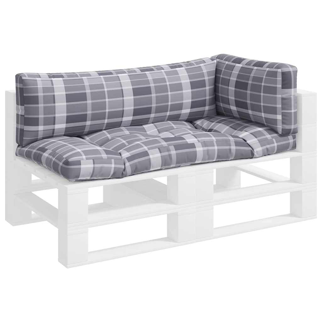 Vidaxl palletkussens 3 st ruitpatroon stof grijs