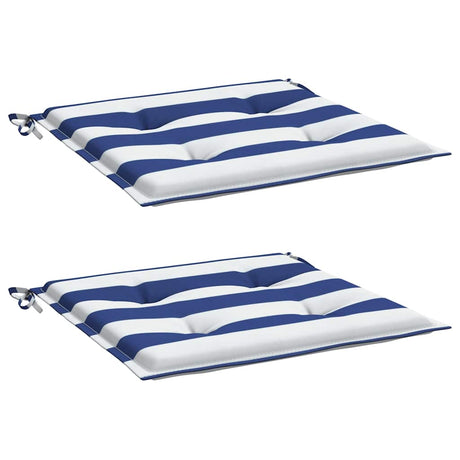 VidaXL Gartenstuhlkissen 2 Stück gestreift 40x40x4 cm Stoff weiß und blau