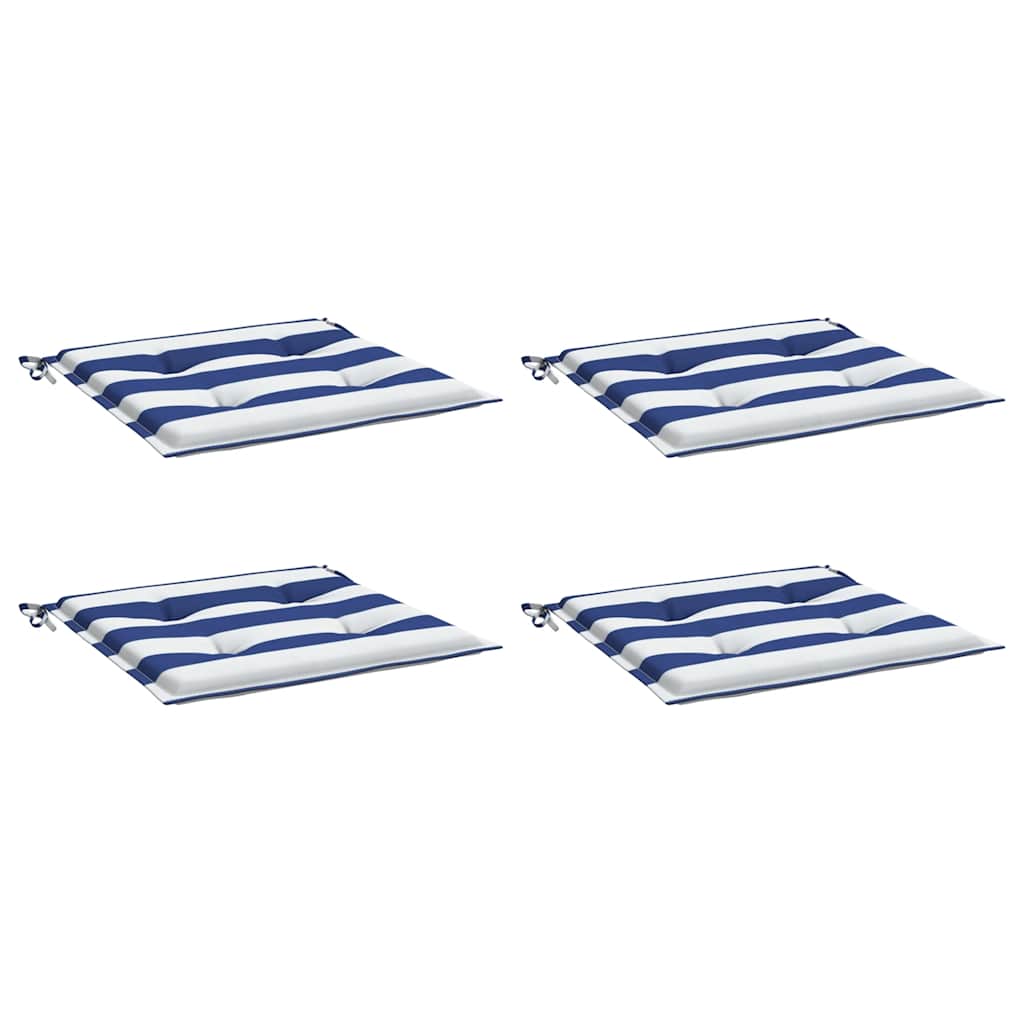 VidaXL Gartenstuhlkissen 4 gestreift 40x40x4 cm Stoff weiß und blau