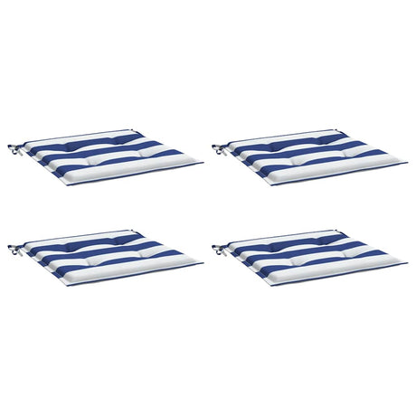 VidaXL Gartenstuhlkissen 4 gestreift 40x40x4 cm Stoff weiß und blau
