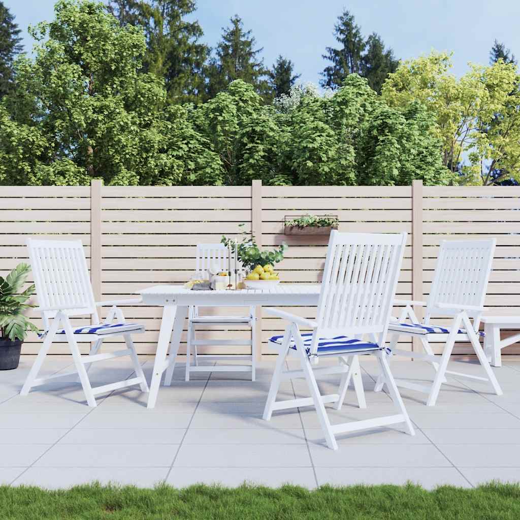 VidaXL Gartenstuhlkissen 4 gestreift 40x40x4 cm Stoff weiß und blau