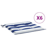 VidaXL Garden chair cushions 6 ST striped 40x40x3 cm fabric white and blue