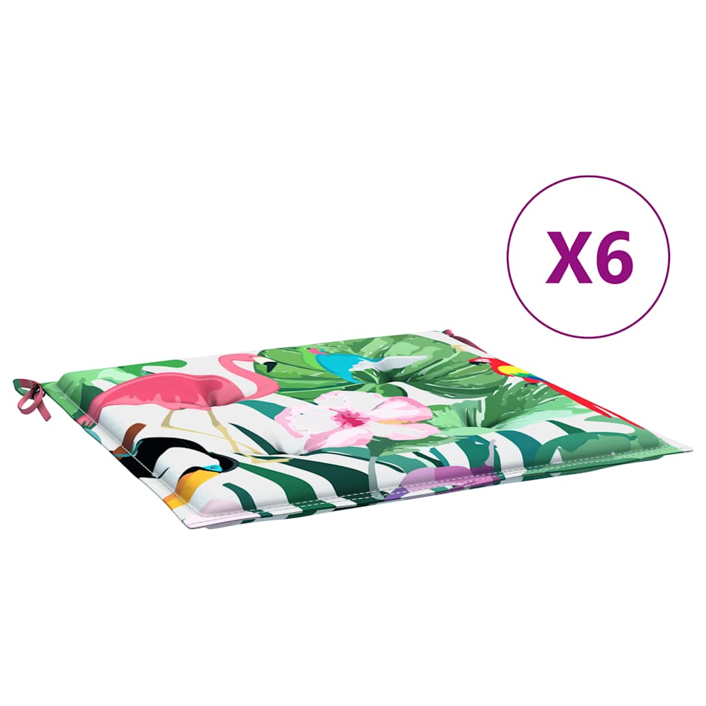 VidaXL Gartenstuhlkissen 6 Stück 40x40x4 cm Stoff mehrfarbig