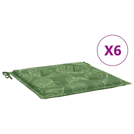 VidaXL Stuhlkissen 6 Stück Blattmuster 40x40x4 cm Stoff