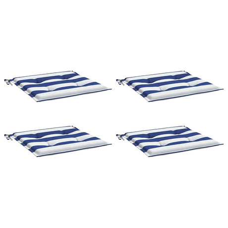 VidaXL Gartenstuhlkissen 4 Stück gestreift 50x50x4 cm Stoff weiß und blau