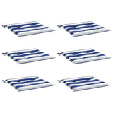 VidaXL Gartenstuhlkissen 6 Stück gestreift 50x50x4 cm Stoff weiß und blau