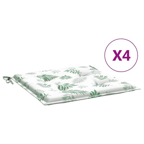 VidaXL Gartenstuhlkissen 4 Stück Blattmuster 50x50x3 cm Stoff