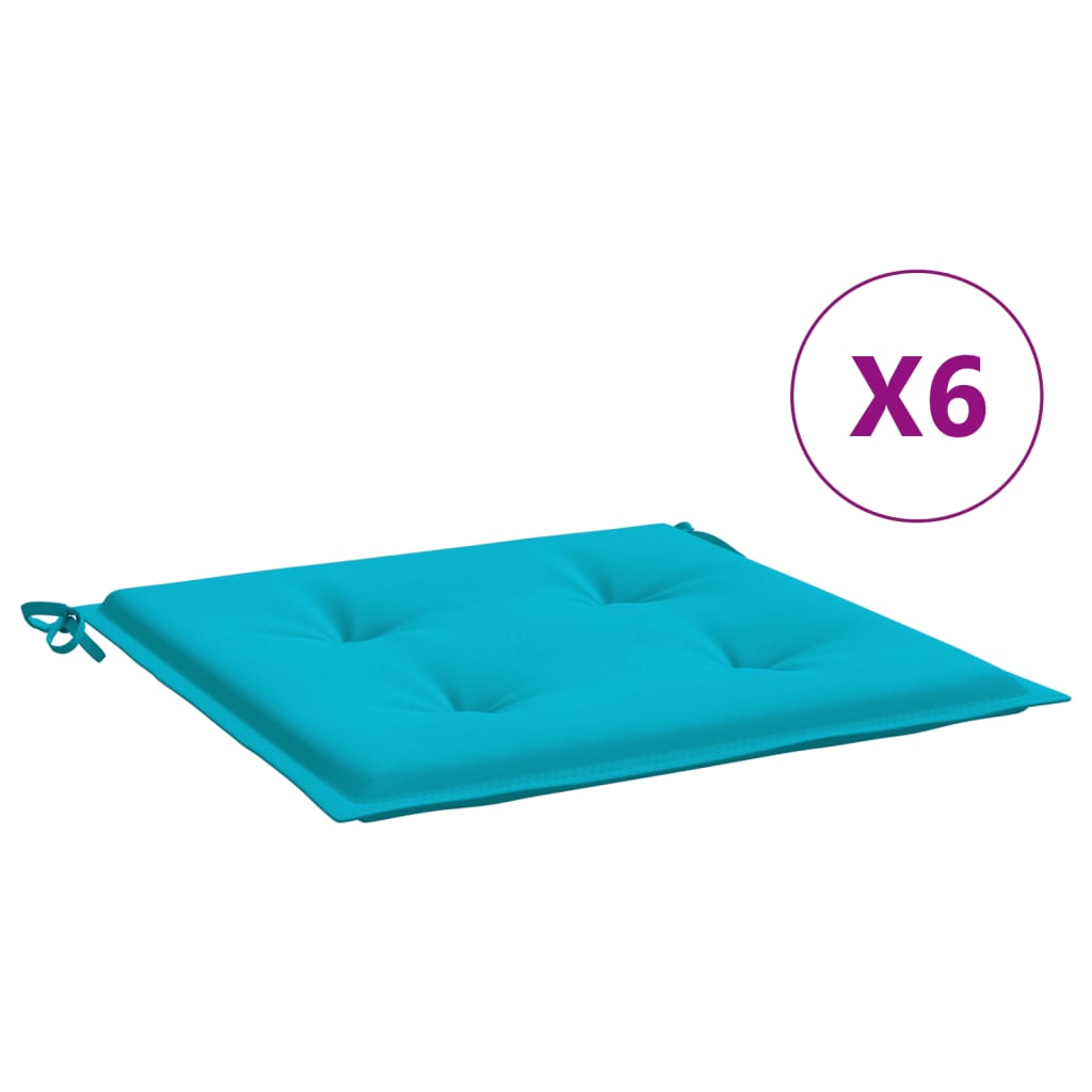 Coussins de chaise de jardin vidaxl 6 ST 50x50x3 cm Turquoise en tissu