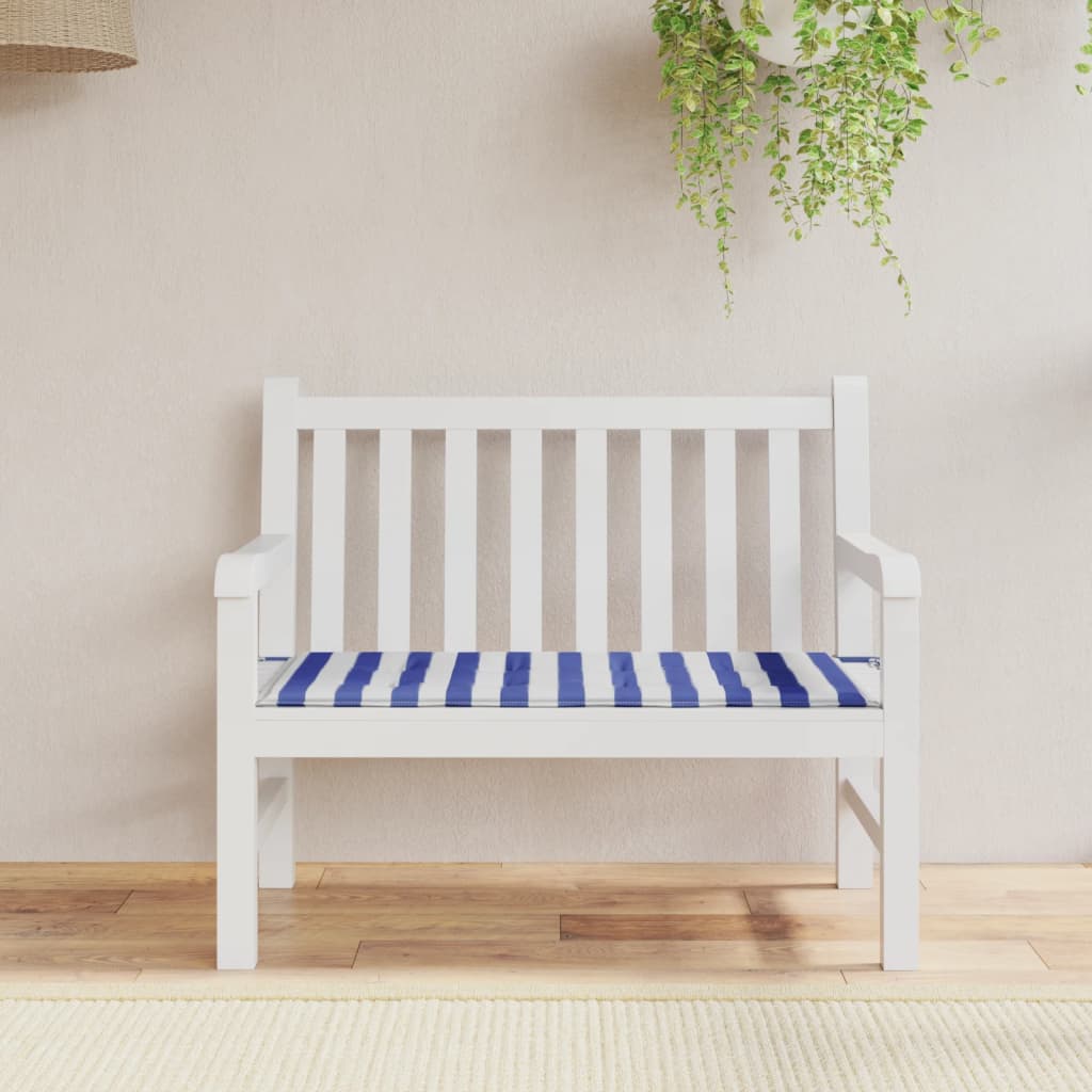 Vidaxl Garden Bench Cushion Rayado 120x50x3 CM Oxford Fabric White and Blue