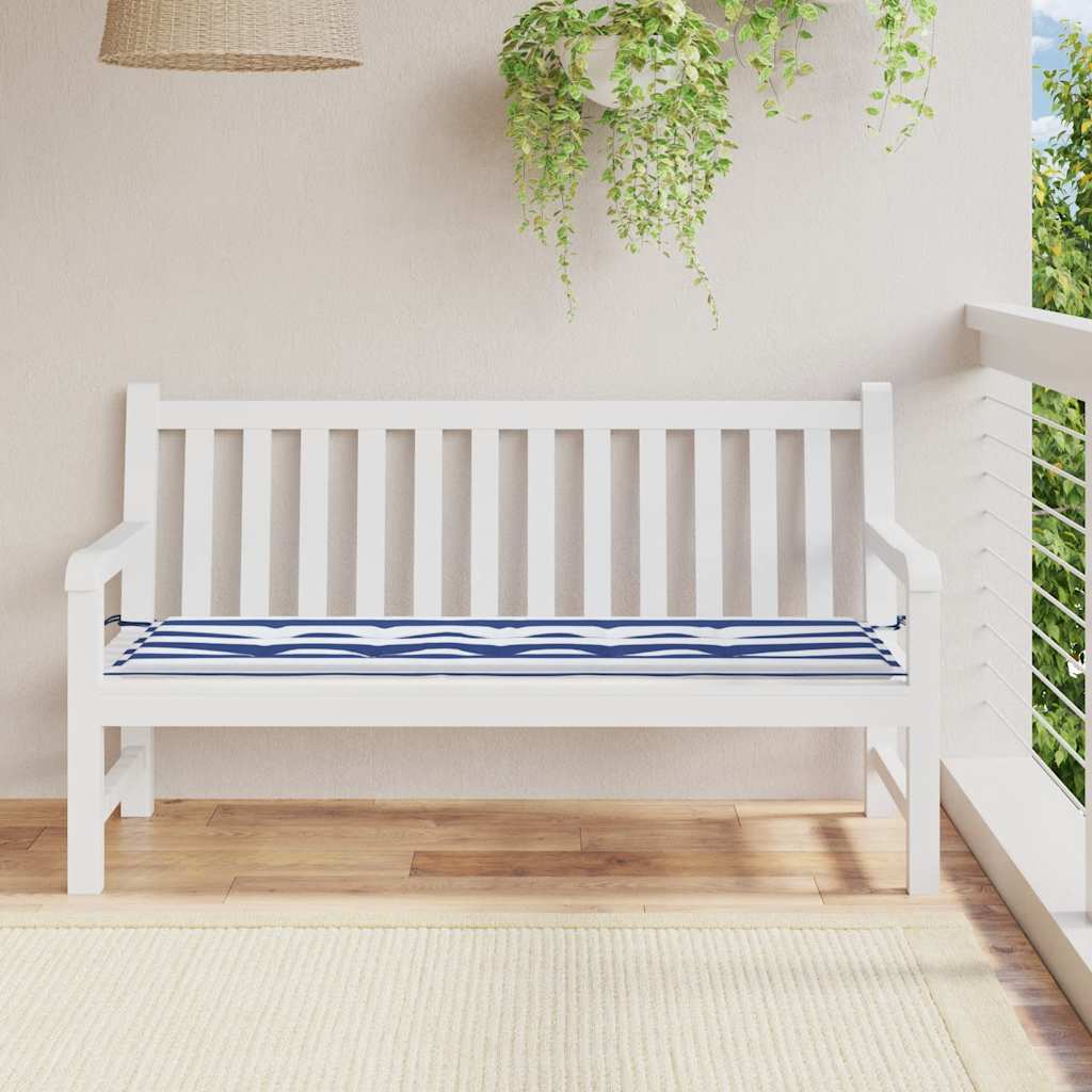 Vidaxx Gartenbankauflage gestreift 150x50x4 cm Oxford-Stoff weiß und blau