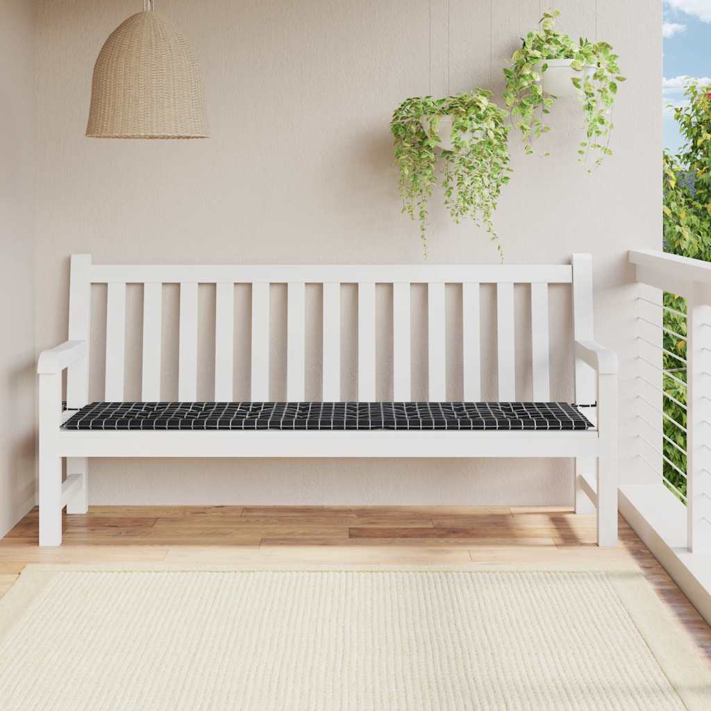 VidaXL Gartenbankauflage Rautenmuster 200x50x4 cm Stoff schwarz