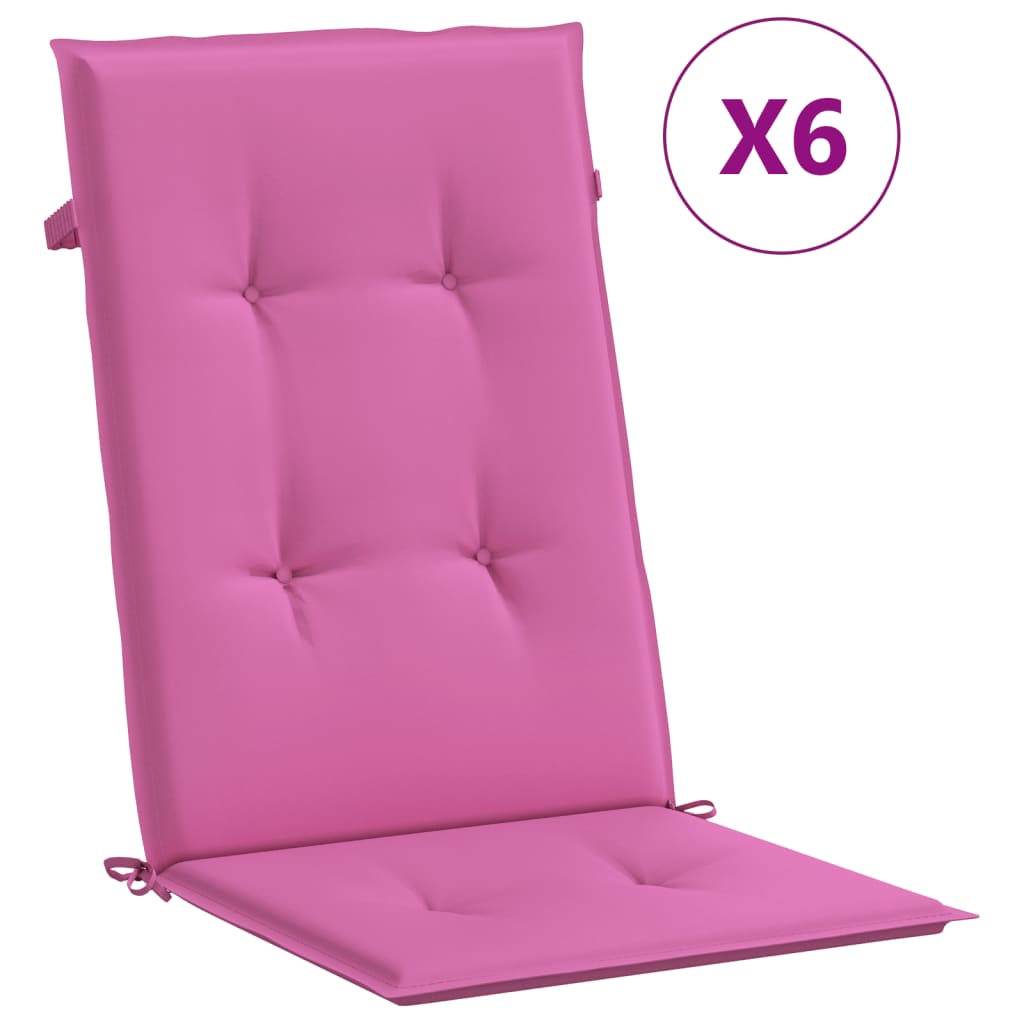 VidaXL Stuhlkissen 6 Stück Stoff mit hoher Rückenlehne rosa