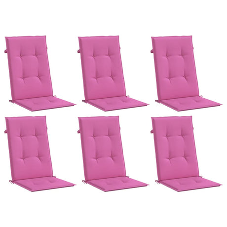 VidaXL Stuhlkissen 6 Stück Stoff mit hoher Rückenlehne rosa