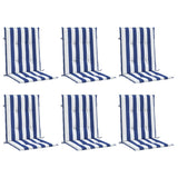 Coussins de chaise vidaxl 6 pcs bas du dossier bas en tissu rayé blanc et bleu